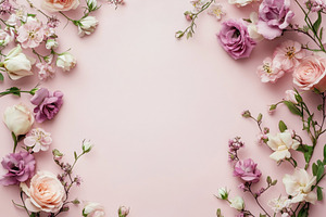 Beautiful banner with flower on pink, a Photo by Pavel_design