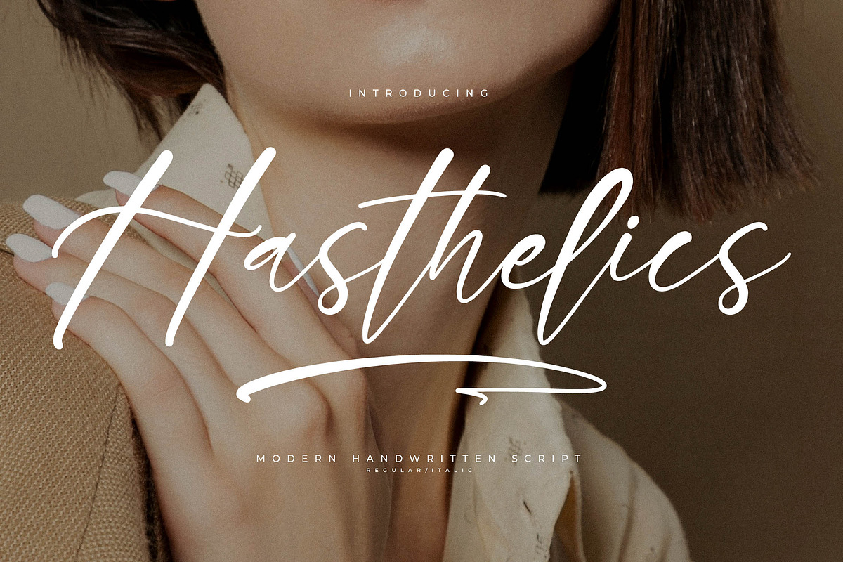 Hasthelics Modern Handwritten Script, a Script Font by Letterena Studios Script (Photo 1 of 15)