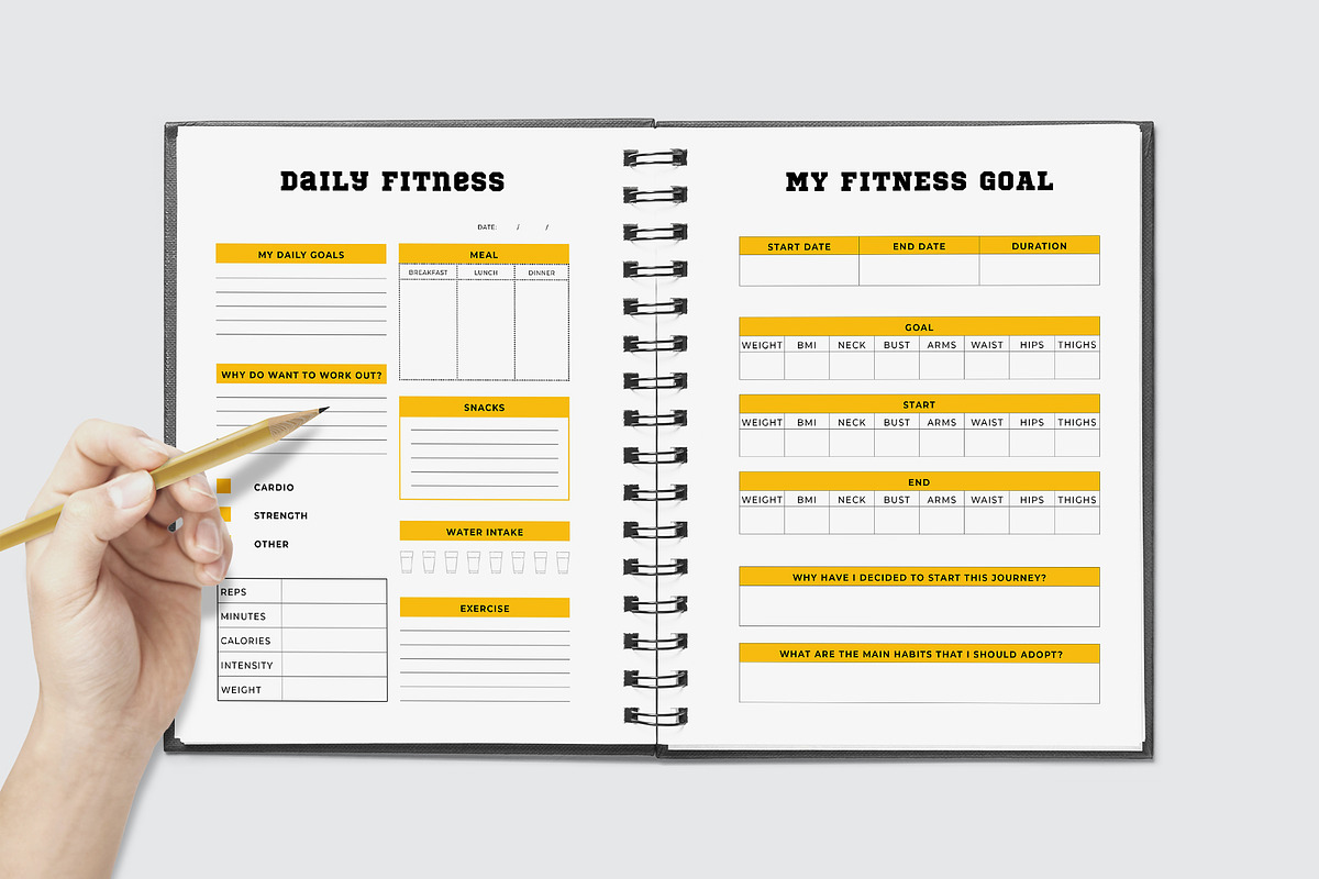 Healthy Lifestyle & Fitness Planner, a Stationery Template by Amit Debnath (Photo 6 of 7)