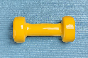 In a fitness center, a blue yoga mat, a Sports & Recreation Photo by ZinetroN
