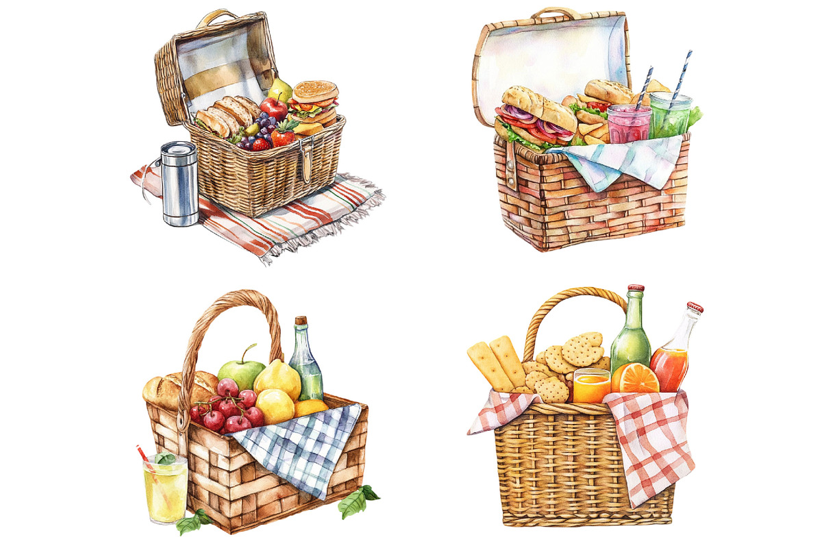 Summer Picnic Basket Clipart Bundle, an Illustration by Pixels.Craft (Photo 9 of 10)