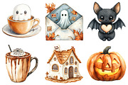 Watercolor Cozy Halloween Clipart, an Illustration by Daily.Designs (Thumbnail 3 of 5)