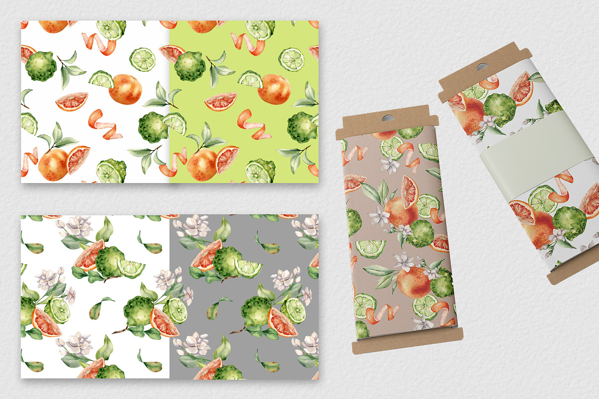Citrus fruits and flower watercolor, a Decorative Illustration by Kate Lanbina (Photo 19 of 20)
