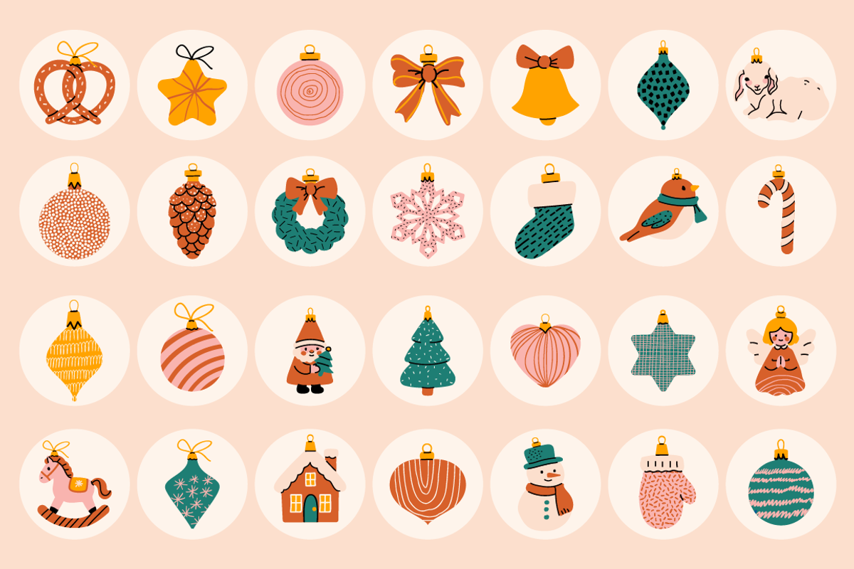 140 Cozy Retro Christmas Clipart, a Seasonal Illustration by Zeukaa (Photo 14 of 21)