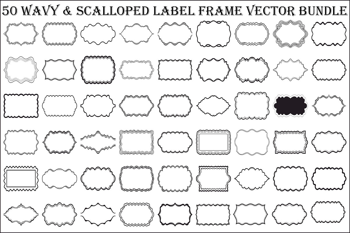 Wavy Scalloped Label Frame Bundle, an Illustration by musafir_fashion (Photo 1 of 51)