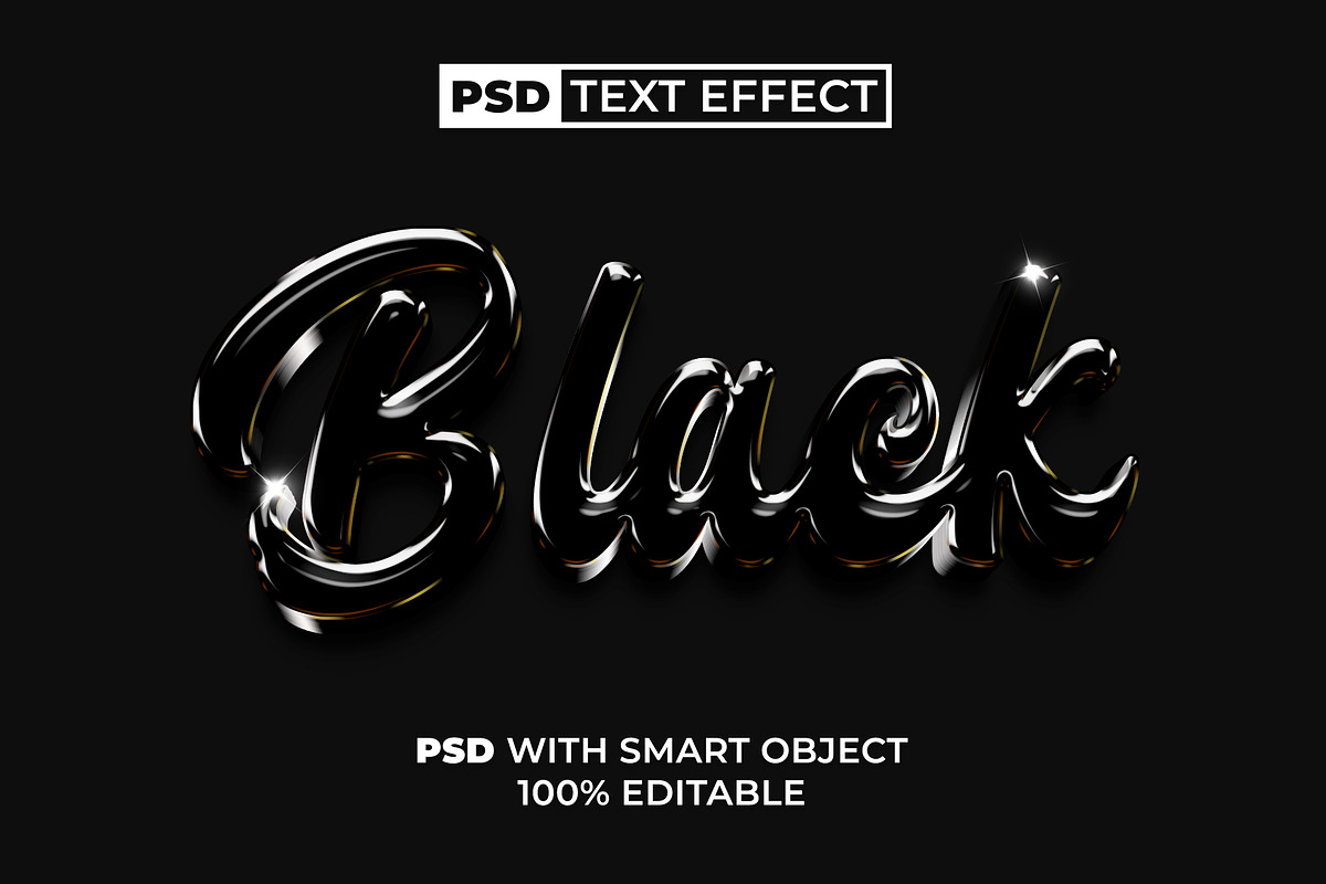 PSD Black Shiny Text Effect Style, a Layer Style Add-On by Mockmenot (Photo 1 of 2)
