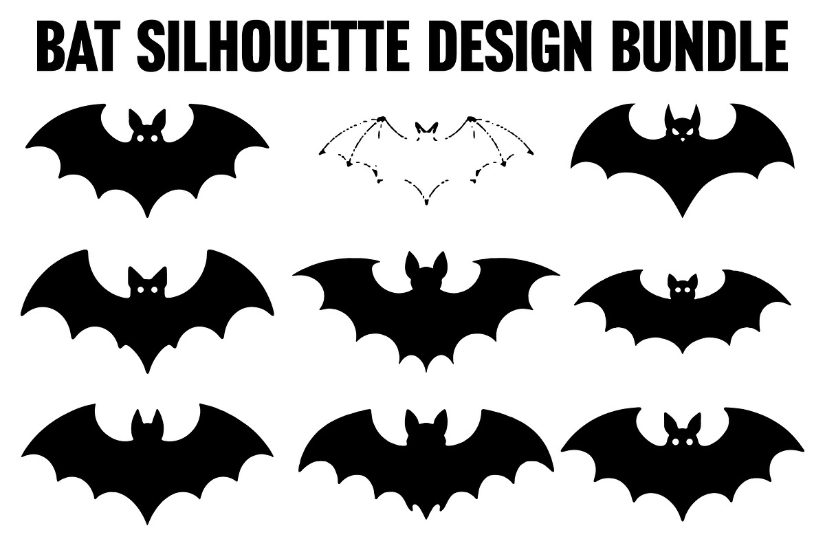 bat silhouette designs bundle, an Illustration by Creativeshirt (Photo 1 of 9)