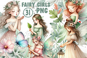 Fairy Girls Forest Animals Clipart, an Illustration by CreationArt (Thumbnail 1 of 5)