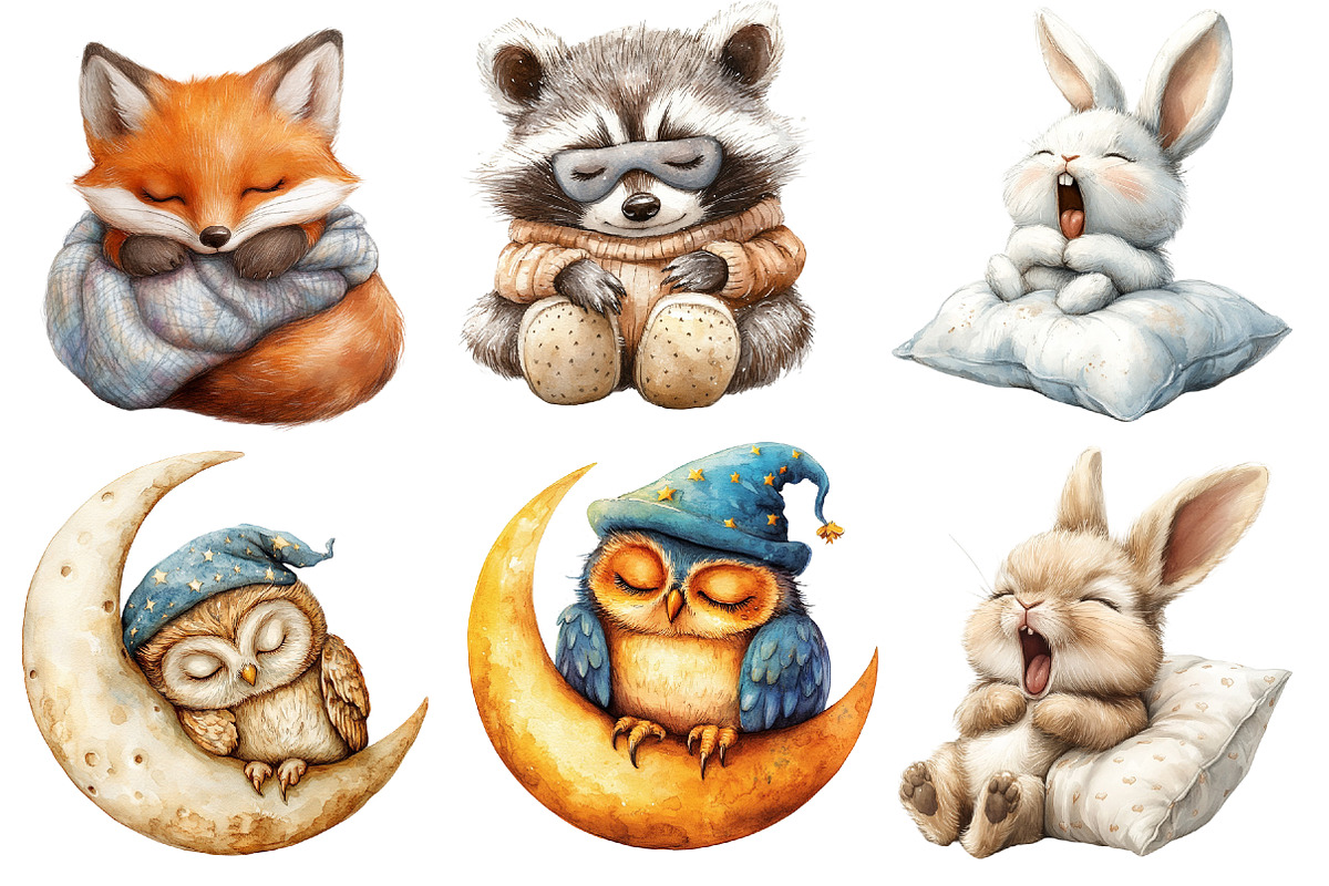 Sleepy Animals Clipart, an Animal Illustration by Designworld (Photo 4 of 5)