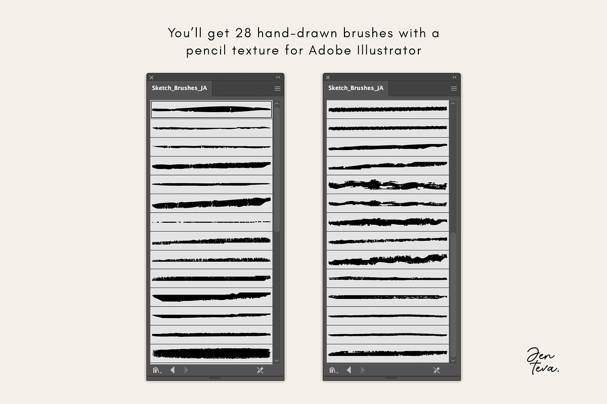 28 Adobe Illustrator Sketch Brushes, a Brush Add-On by Jenteva Art (Photo 15 of 16)
