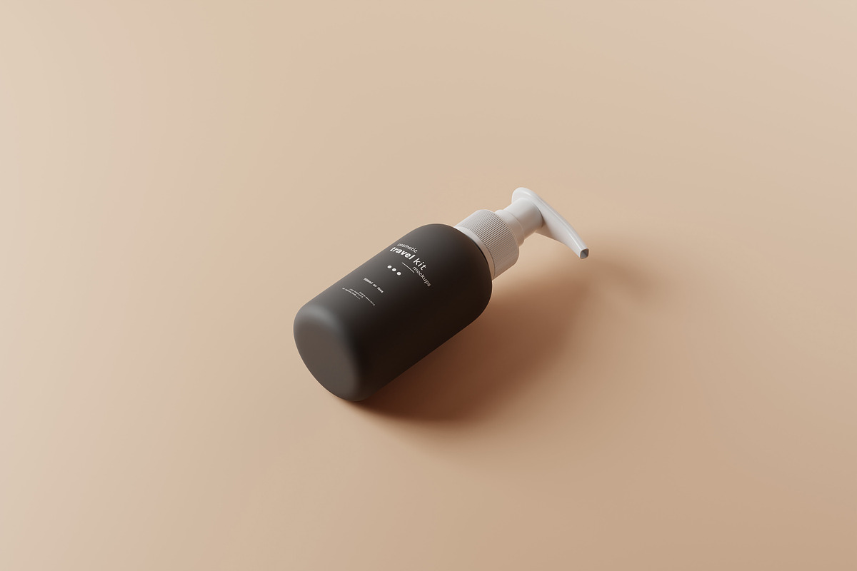 Travel-Size Small Pump Bottle Mockup, a Packaging Mockup by pmvch (Photo 7 of 9)