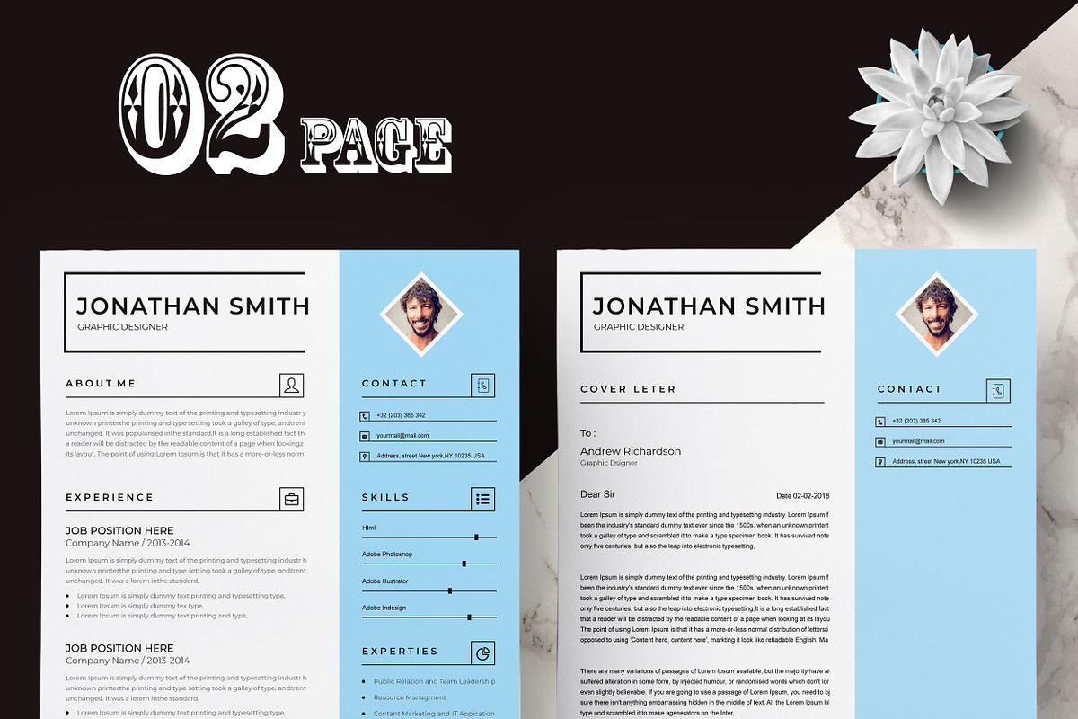 2 page Resume / CV, a Resume Template by X-Type (Photo 2 of 6)