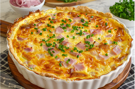 Delicious Ham and Swiss Quiche with, a Food & Drink Photo by Lermont51
