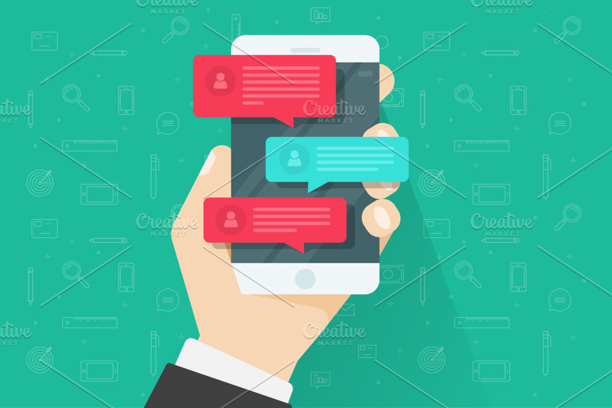 Chat Messaging Notification on Phone, an Illustration by vladwel (Photo 2 of 4)