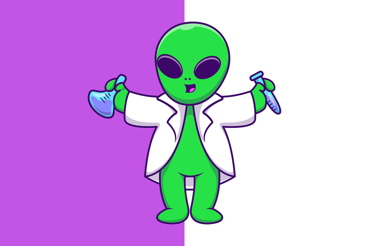 Cute Alien Scientist Holding Chemica, a Technology Illustration by Artstorystudio (Photo 2 of 3)
