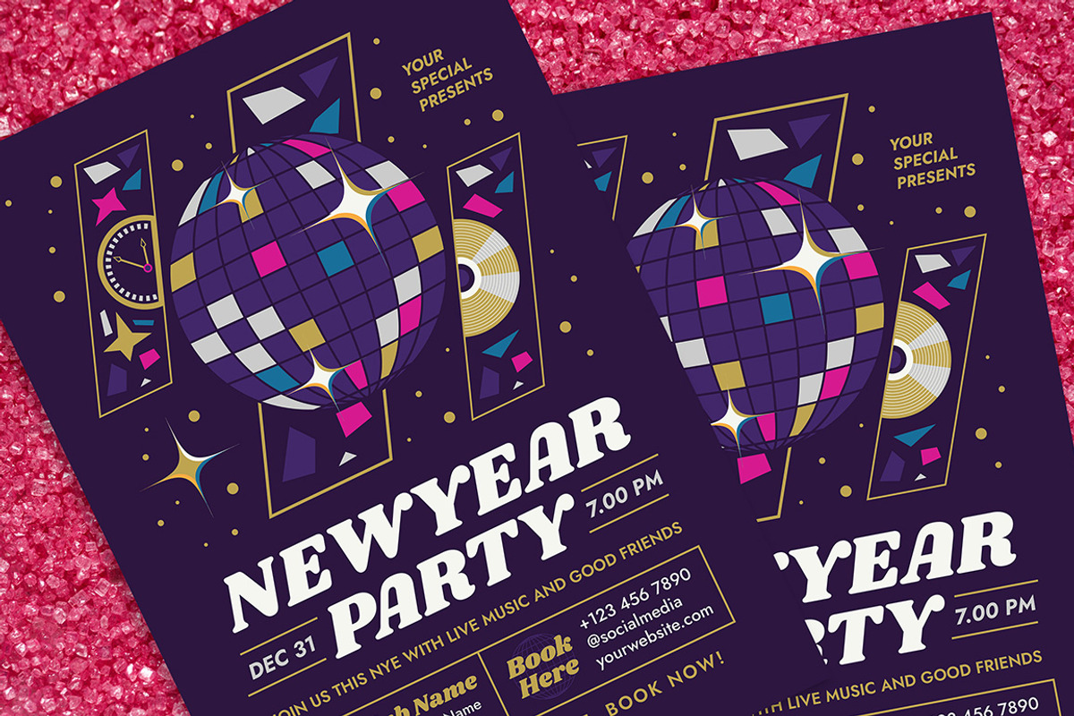 New Year Party Flyer, a Flyer Template by Gumico Studio. (Photo 2 of 3)