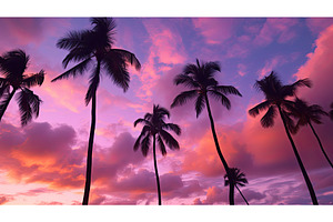 sunphoto palm trees pink ai, a Background Photo by pikepicture
