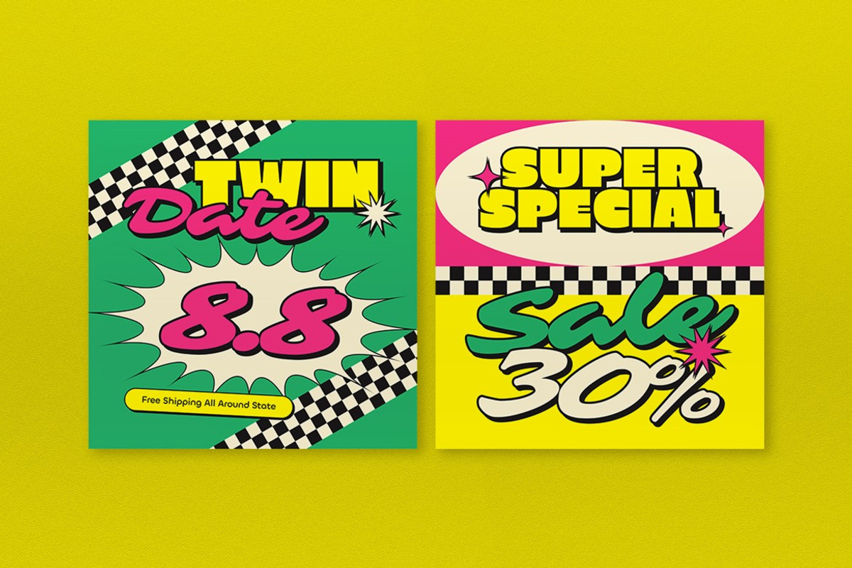 Pink Retro 1970s Fashion Sale Banner, an UI Kit Template by graphicook (Photo 5 of 5)