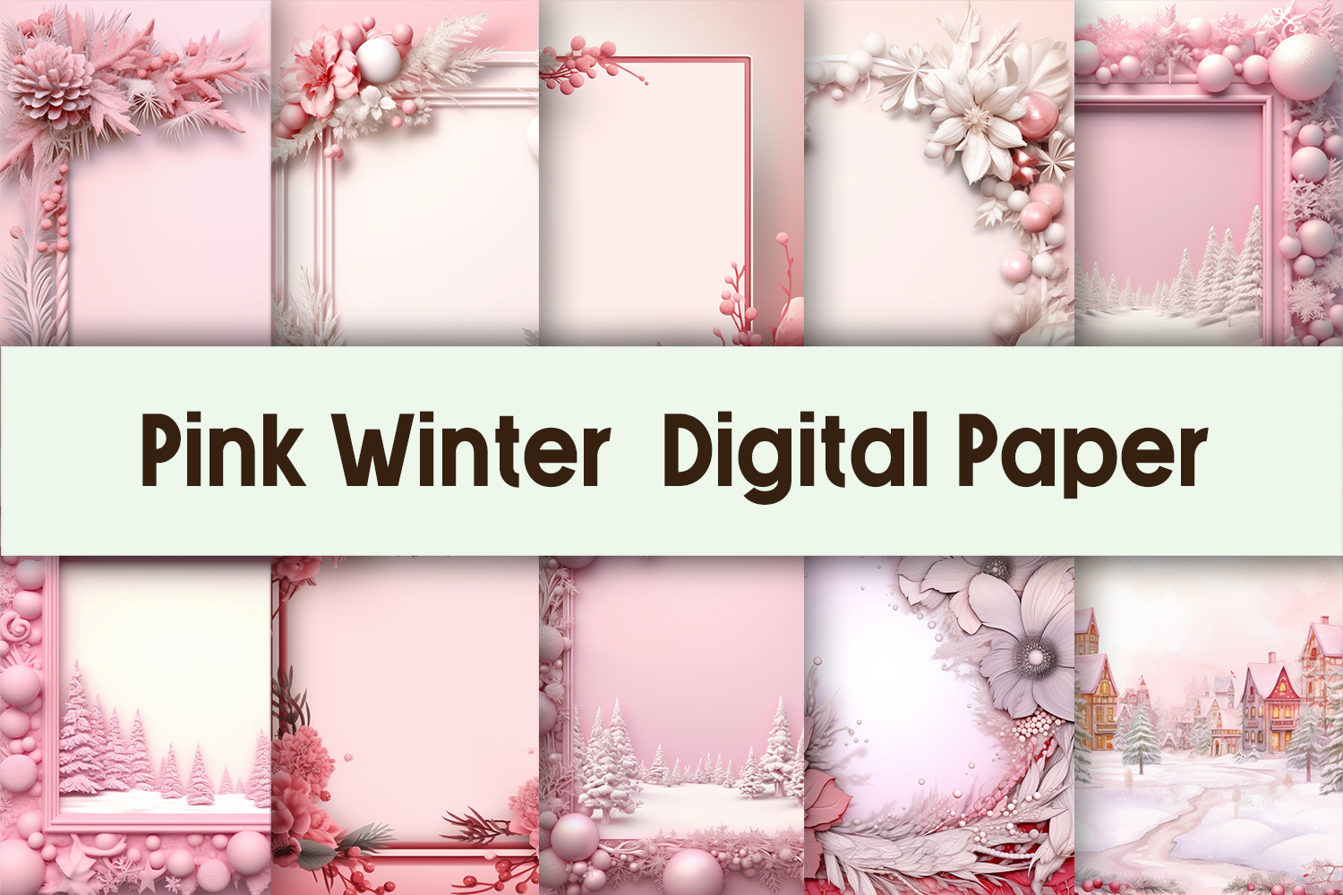 Snowy Pink Winter Background, a Background Graphic by AdriOP