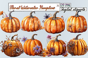 Floral Watercolor Pumpkins