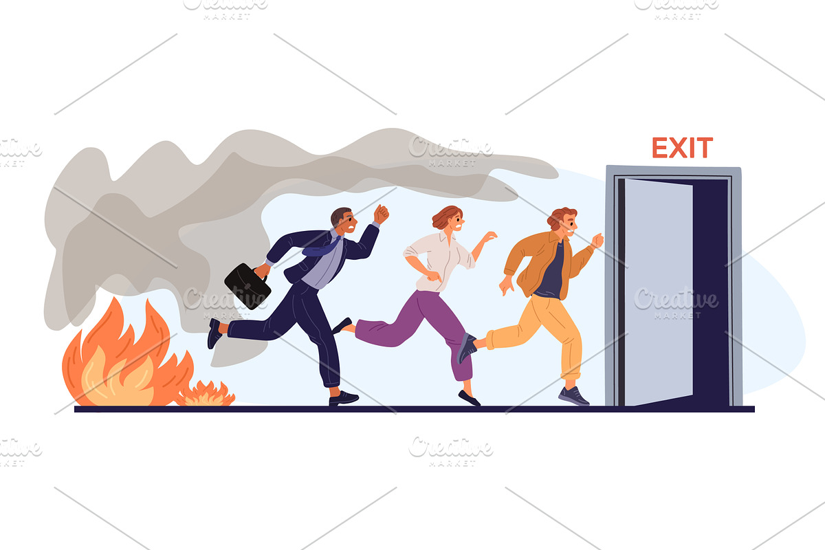 Frightened by fire office workers, a Person Illustration by Vectorbuum
