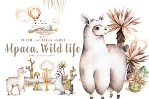 Alpaca Cute WildLife Watercolor Set