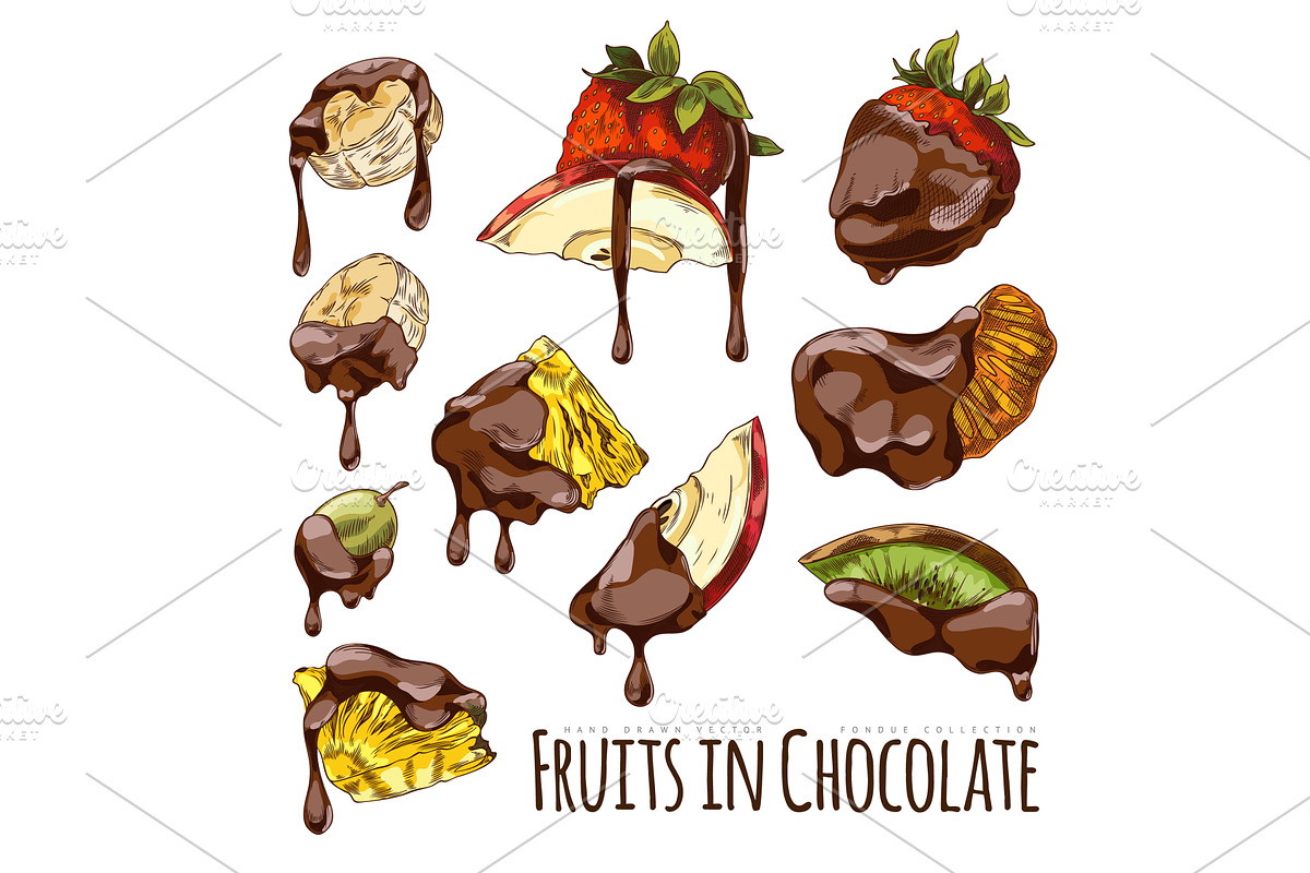 Berries and pieces of fruit with, a Food Illustration by Sabelskaya