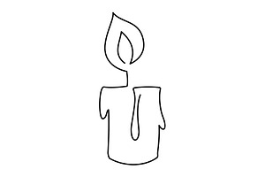 Hand drawn one line burning candle