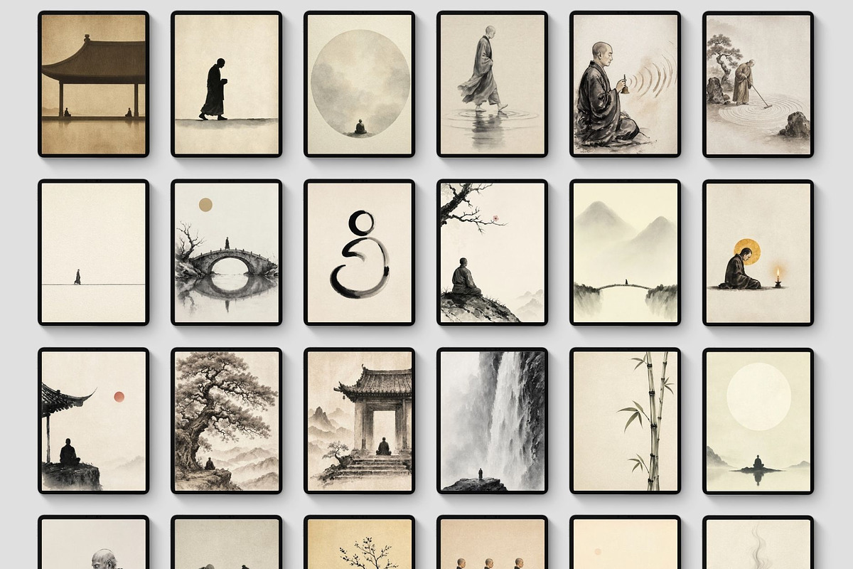 Zen Japanese Wall Art Prints, a Decorative Illustration by Selenique Studio (Photo 12 of 12)