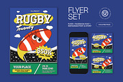 Blue Rugby Tournament Flyer Set, a Flyer Template by graphicook (Thumbnail 1 of 3)