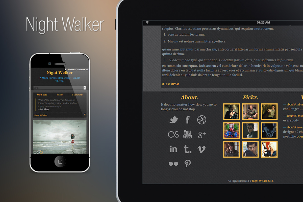 Night Walker Tumblr | 35% Discount, a Websites & App Template by bilalararou (Photo 3 of 4)