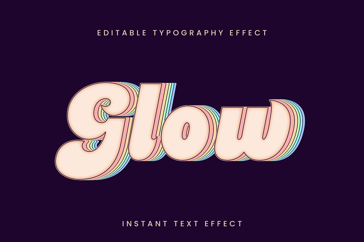 Retro Glow 3D Rainbow Text Effect