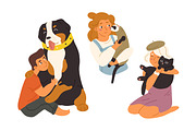 Children with cute animals, pets set, an Animal Illustration by Good Studio (Thumbnail 3 of 5)