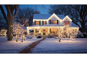 twinkling holiday lights home ai, a Holiday Photo by pikepicture