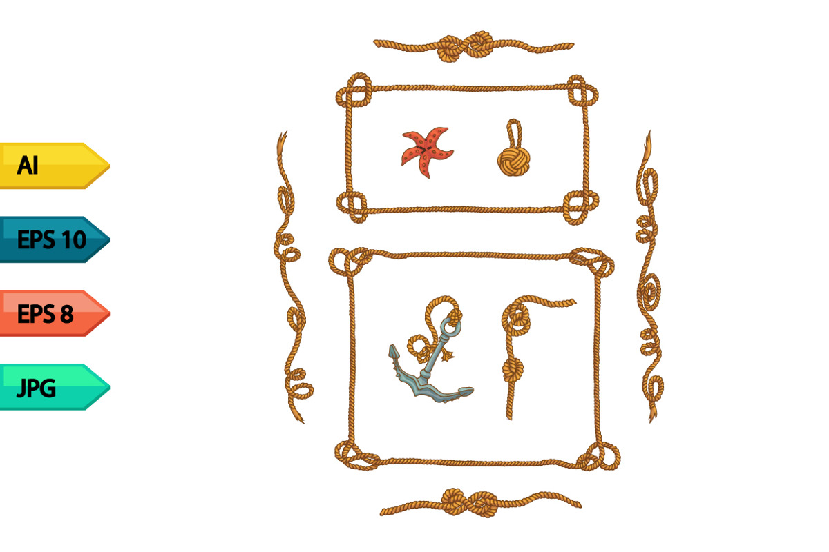 Rope frames and rope knots isolated, a Templates & Theme by julia_musdotter