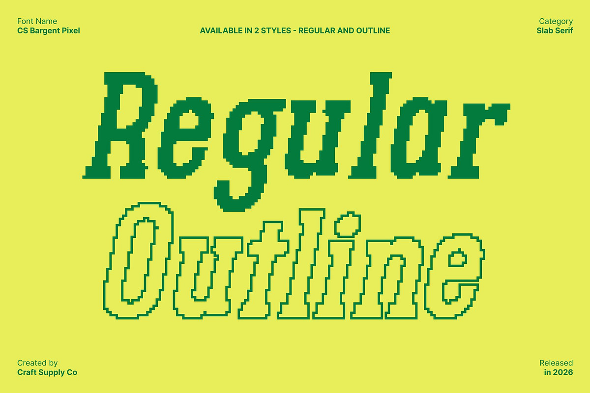 CS Bargent Pixel, a Slab Serif Font by Craft Supply Co. (Photo 4 of 8)