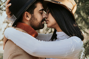 Young couple about to kiss in an aut, a Person Photo by Perpis