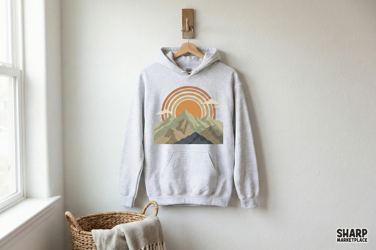 Mountain Sunset PNG, Retro, an Illustration by SharpMarketplace (Photo 3 of 4)