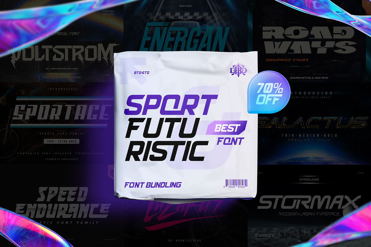 Futuristic Sport Font Bundle, a Sans Serif Font by Burntilldead (Photo 1 of 10)