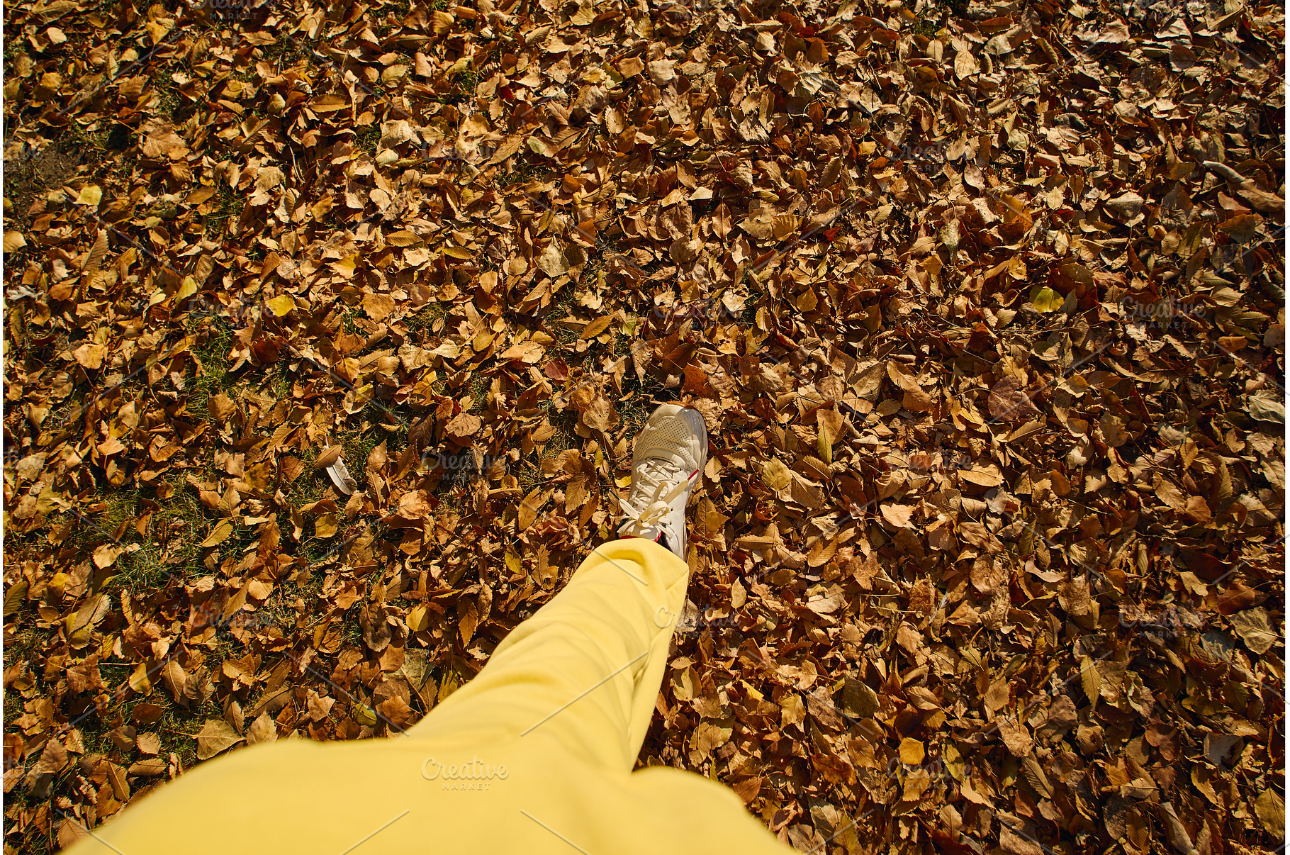 A person in yellow pants walks on a, a Nature Photo by darksoul72