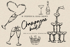 Champagne Toast Vector Set, an Illustration by CraftingOnSunday
