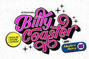 Billy Coaster Modern Retro Typeface, a Script Font by HIRO.std (Thumbnail 1 of 11)