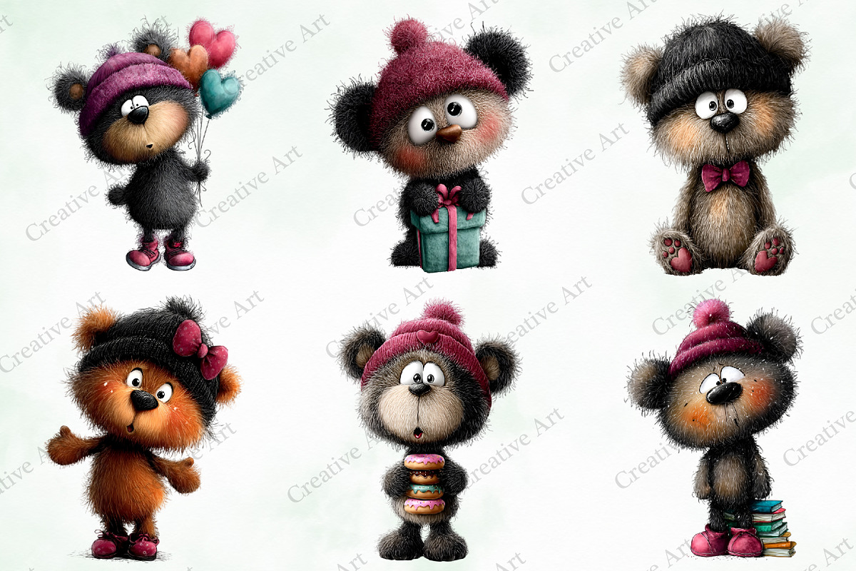 Whimsical Valentine Black Teddy Clip, an Illustration by Creative Art (Photo 5 of 9)