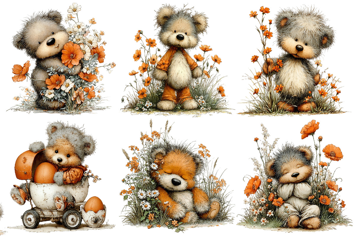Whimsical Easter Teddy Bear Clipart, an Illustration by Pixels.Craft (Photo 4 of 5)