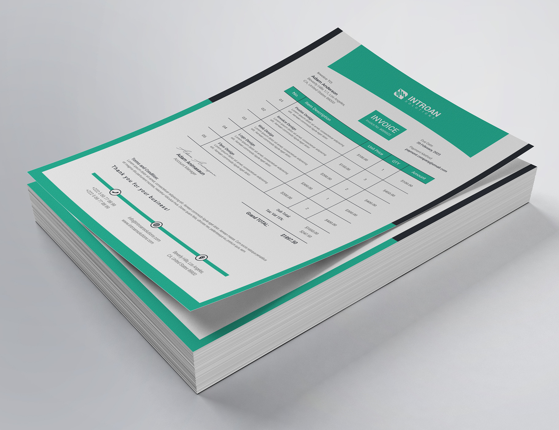Clean Invoice Template, a Stationery Template by HueNestify