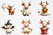 Halloween Highland Cow Ghost Clipart, an Illustration by CrexoraLab (Thumbnail 2 of 5)