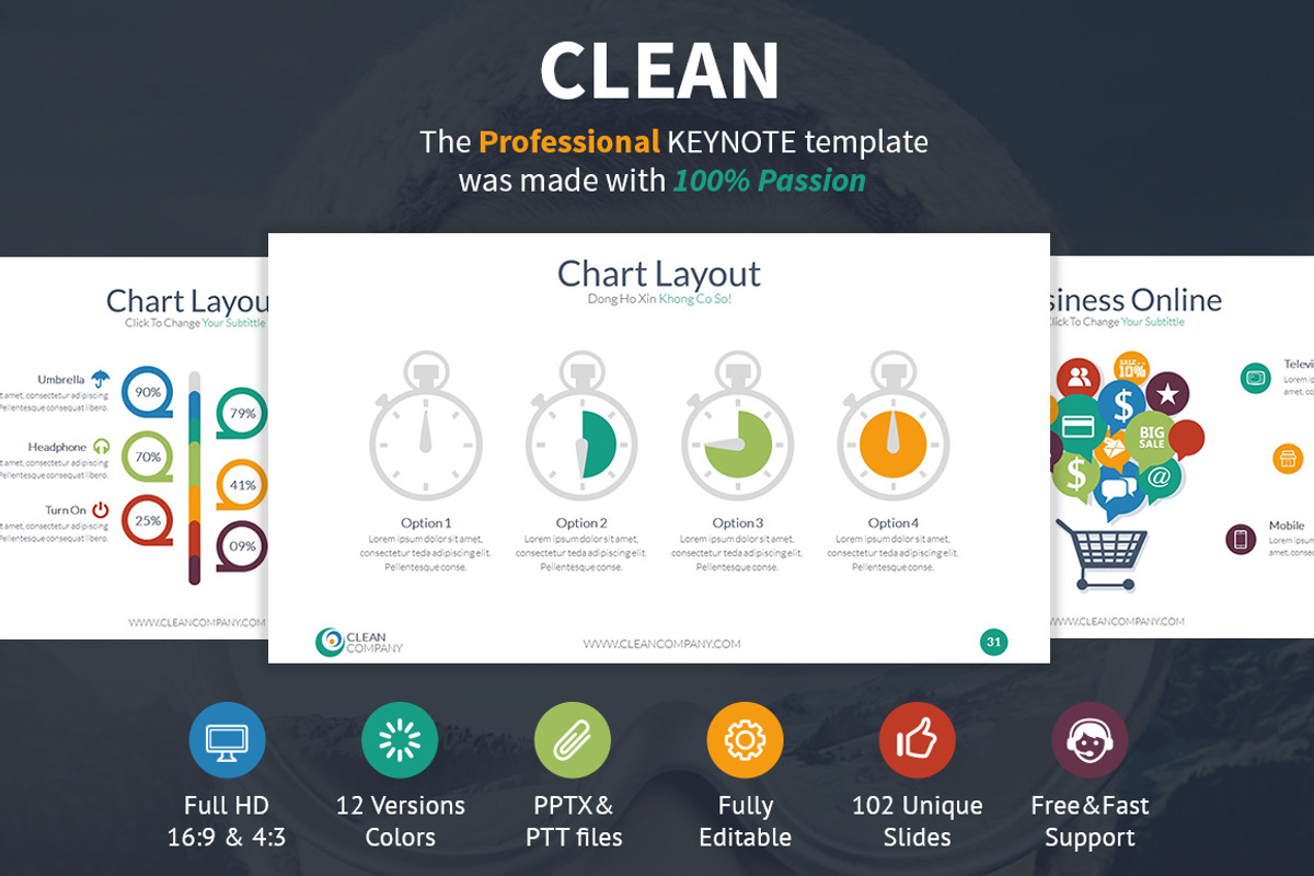 Clean Keynote Presentation, a Presentation Template by ProfessionalSlide (Photo 1 of 4)