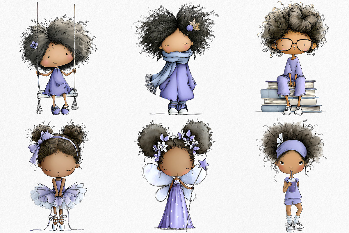 African American Girls Clipart, an Illustration by Canvas Craft (Photo 4 of 7)