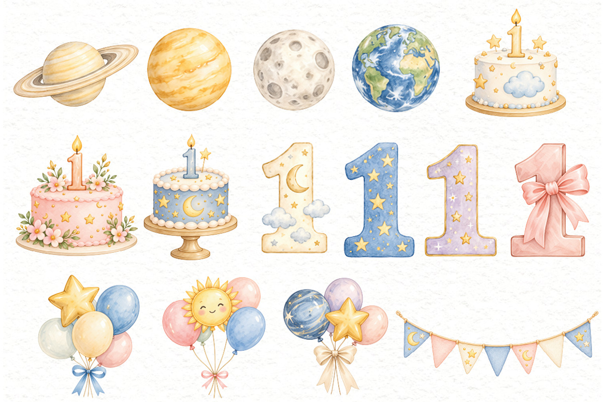 First Trip Around the Sun Clipart, a Decorative Illustration by Villa 11 Estudio (Photo 4 of 7)