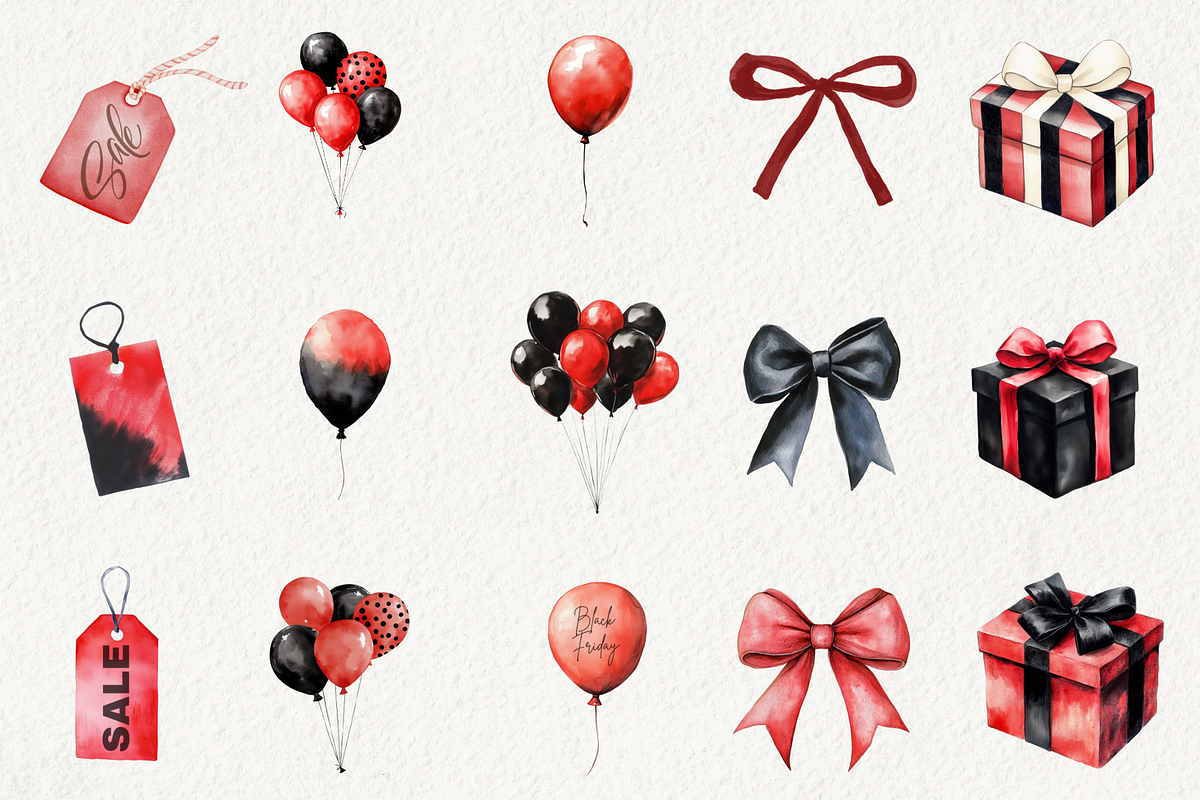 Black Friday's Black & Red Clipart, an Illustration by NadiaTheronArt (Photo 3 of 5)